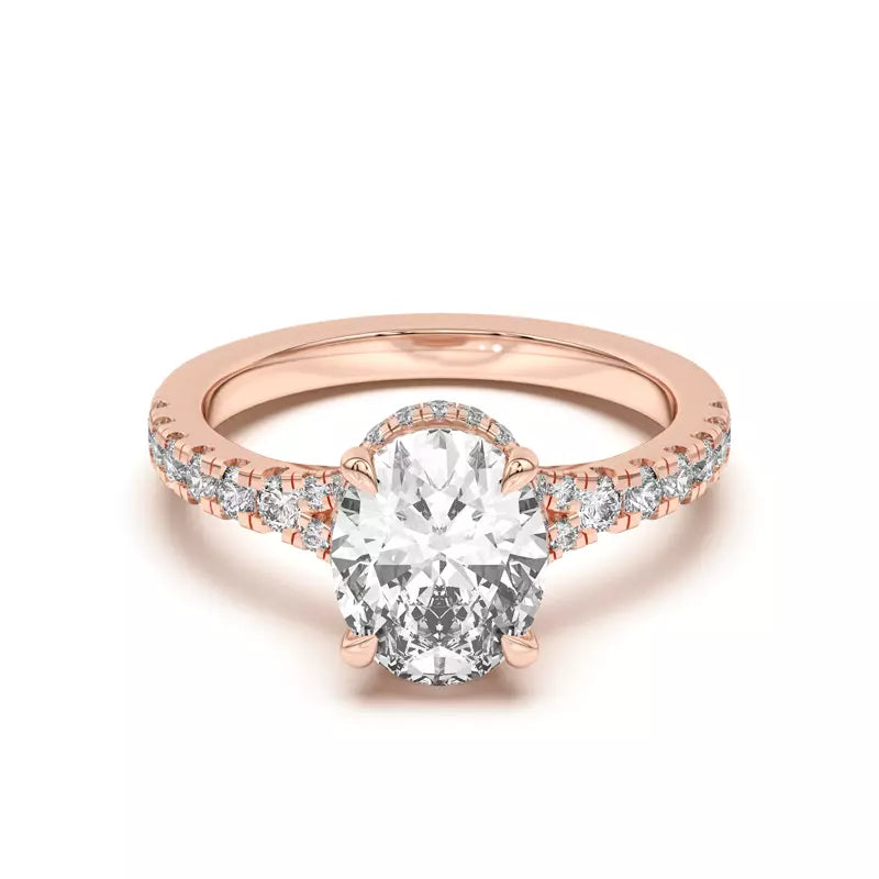 Oval ,Split Shank Lab Grown Engagement Ring