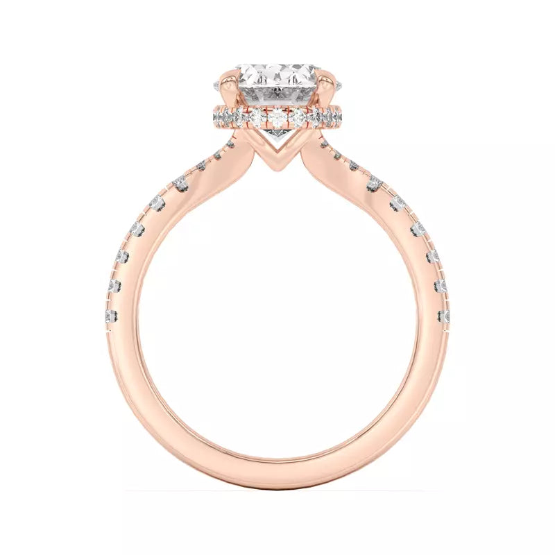 Oval ,Split Shank Lab Grown Engagement Ring