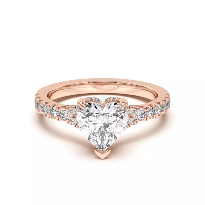 Heart Shape ,Split Shank Lab Grown Engagement Ring