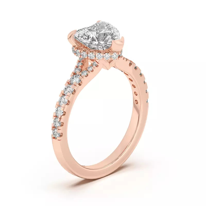Heart Shape ,Split Shank Lab Grown Engagement Ring