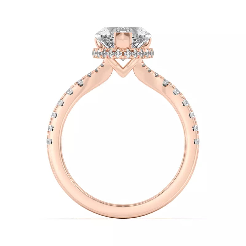 Heart Shape ,Split Shank Lab Grown Engagement Ring