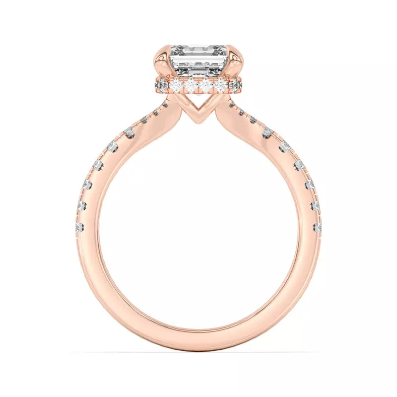 Asscher Cut,Split Shank Lab Grown Engagement Ring