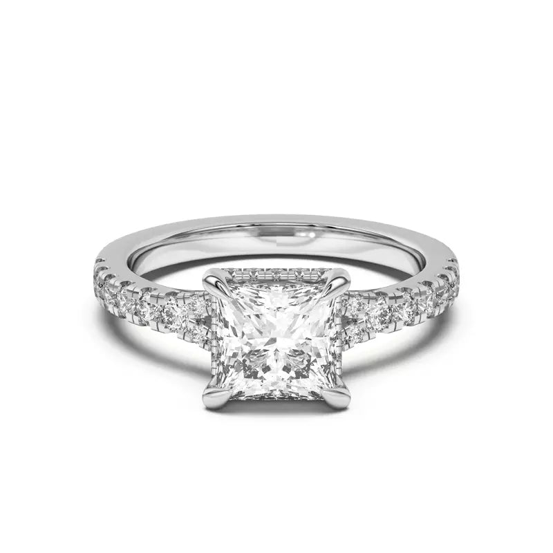 Princess Cut ,Split Shank Lab Grown Engagement Ring