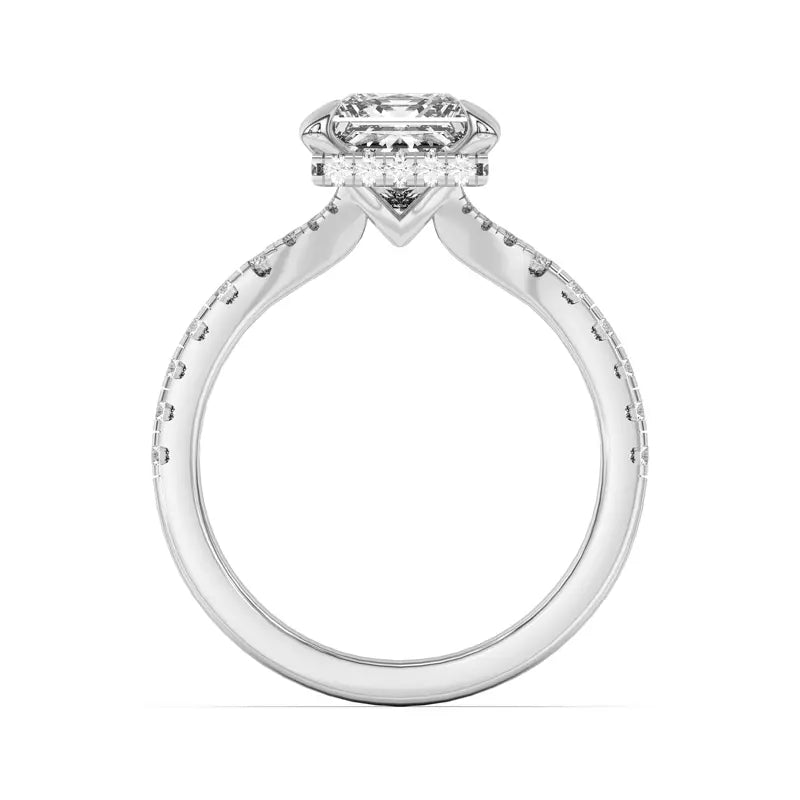 Princess Cut ,Split Shank Lab Grown Engagement Ring
