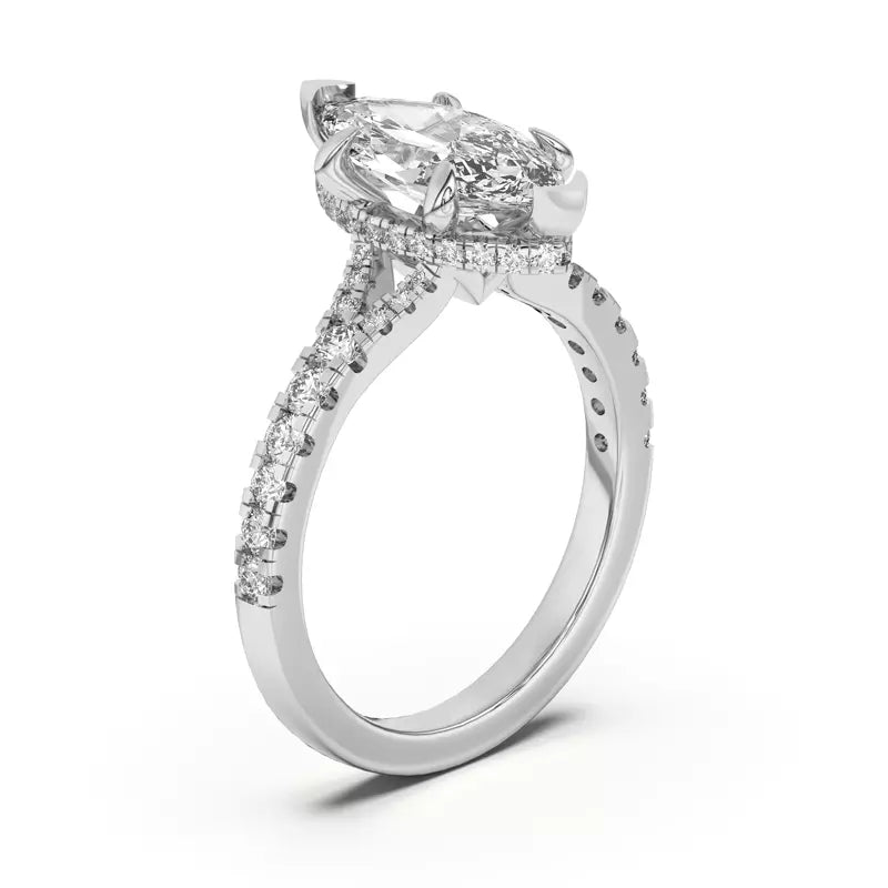 marquise ,Split Shank Lab Grown Engagement Ring
