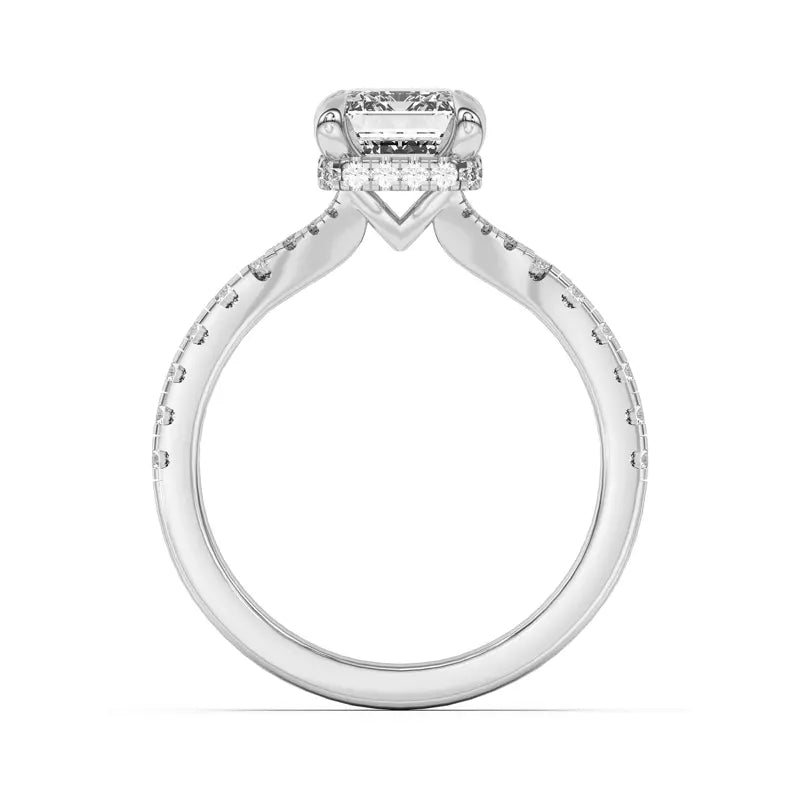 Emerald Cut,Split Shank Lab Grown Engagement Ring