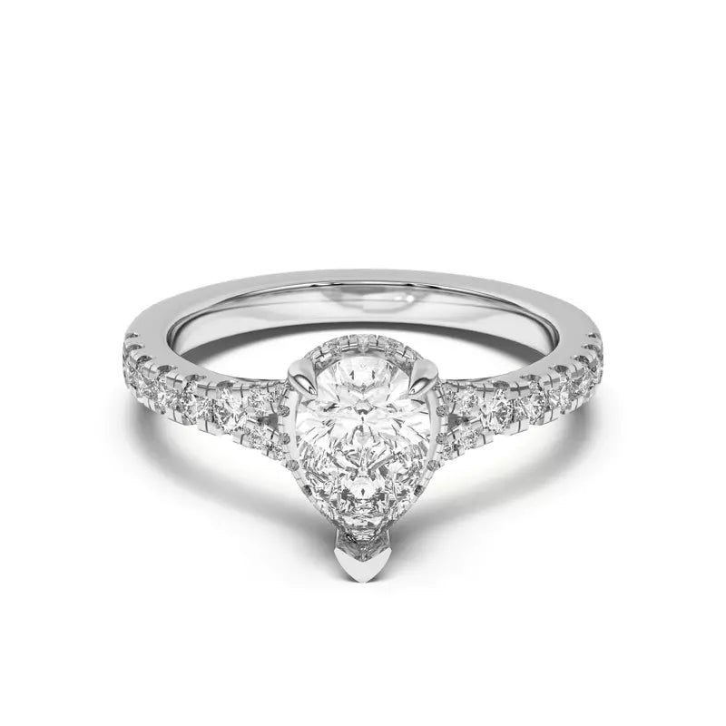 Pear Shape ,Split Shank Lab Grown Engagement Ring
