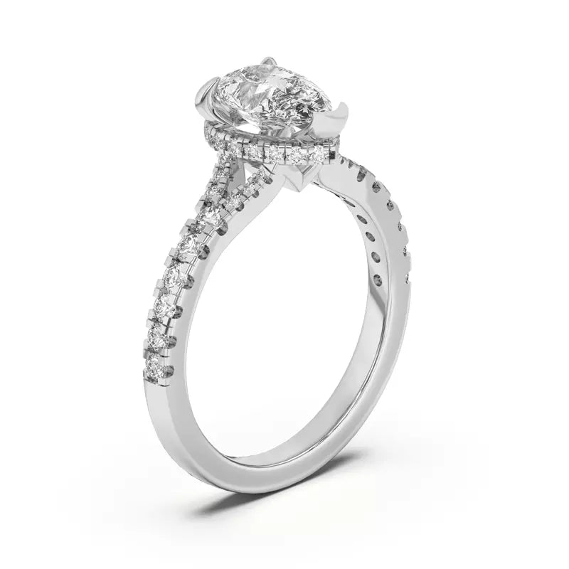 Pear Shape ,Split Shank Lab Grown Engagement Ring