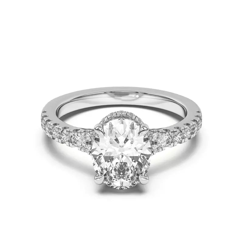 Oval ,Split Shank Lab Grown Engagement Ring