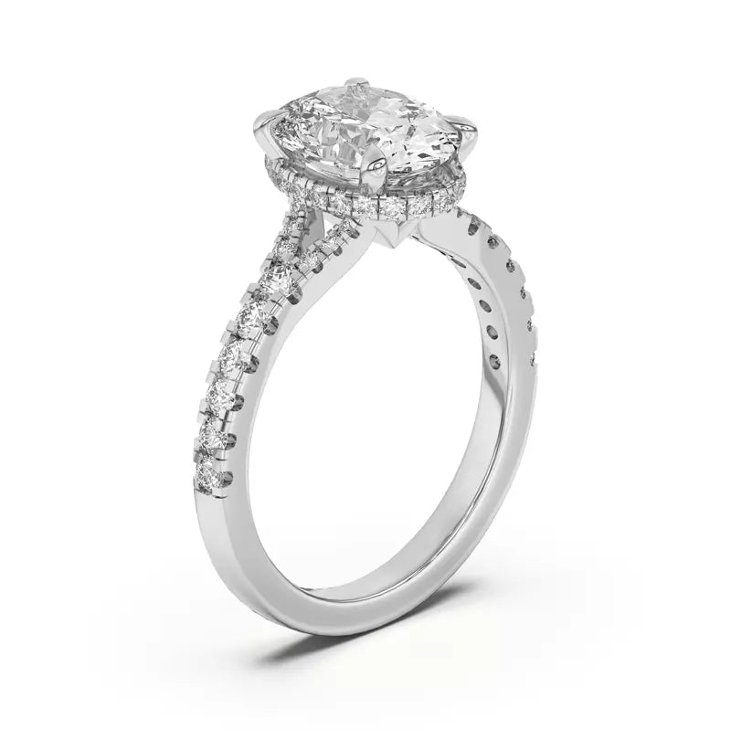 Oval ,Split Shank Lab Grown Engagement Ring
