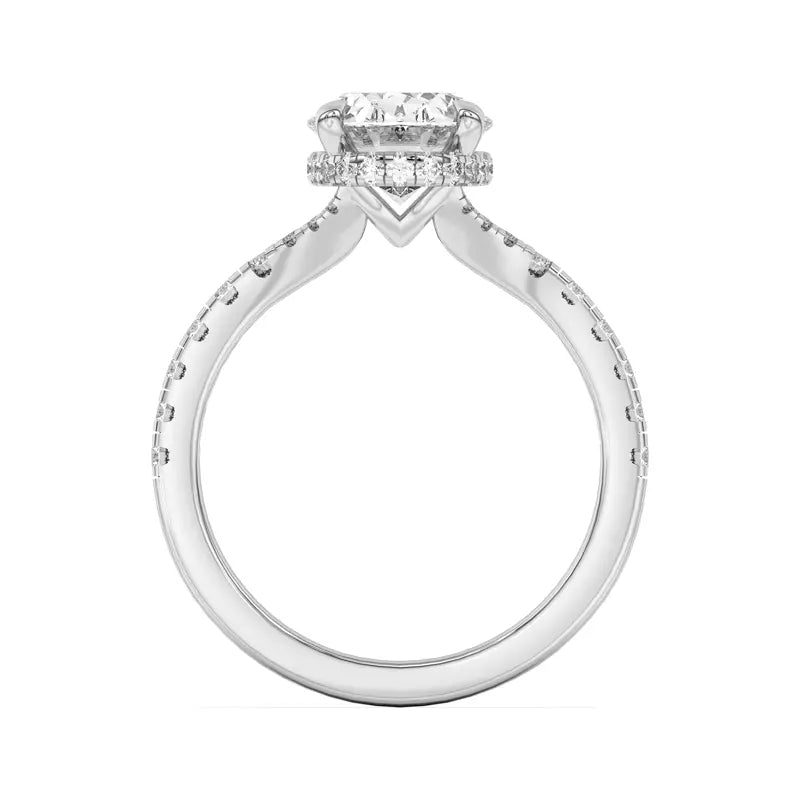 Oval ,Split Shank Lab Grown Engagement Ring