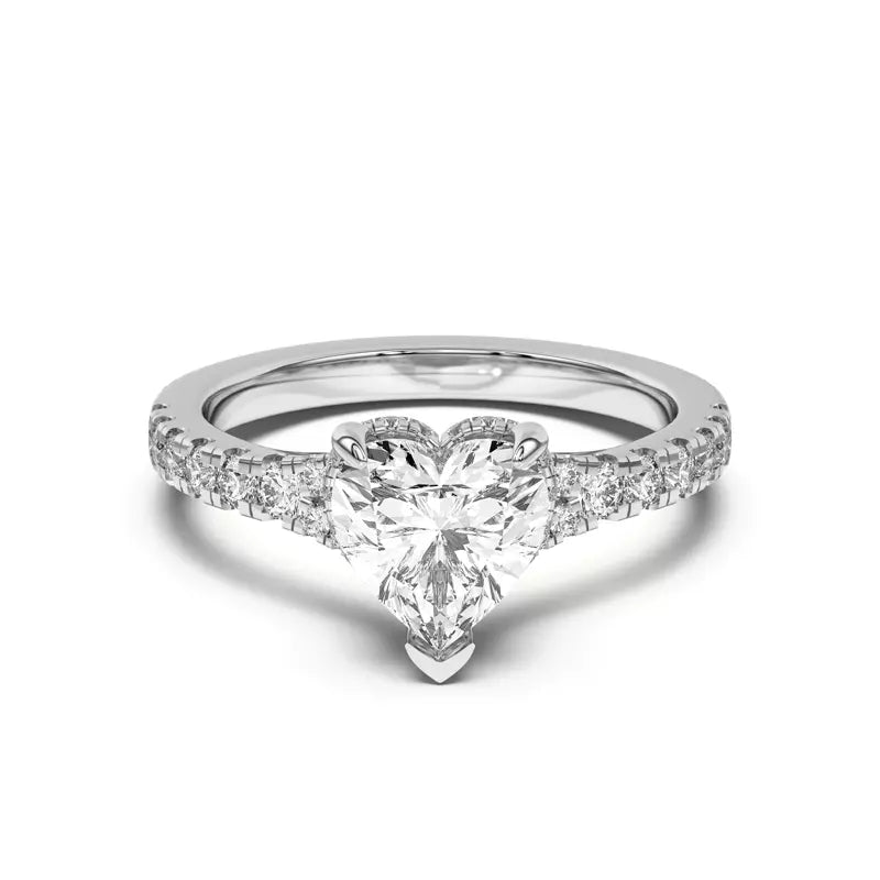 Heart Shape ,Split Shank Lab Grown Engagement Ring