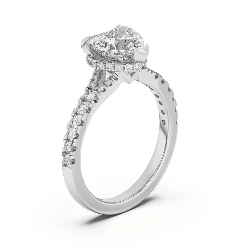 Heart Shape ,Split Shank Lab Grown Engagement Ring