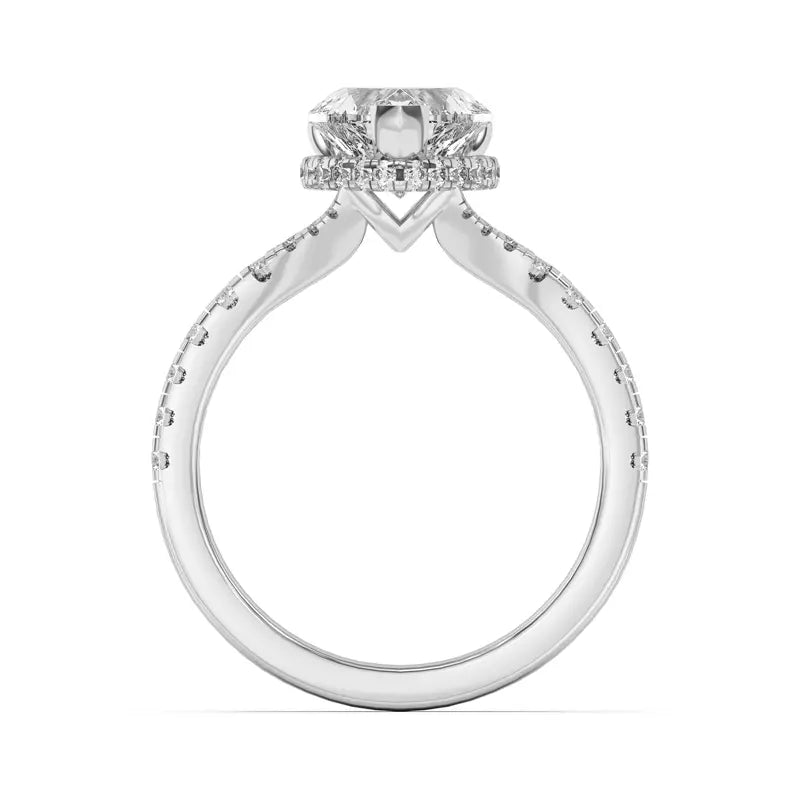 Heart Shape ,Split Shank Lab Grown Engagement Ring