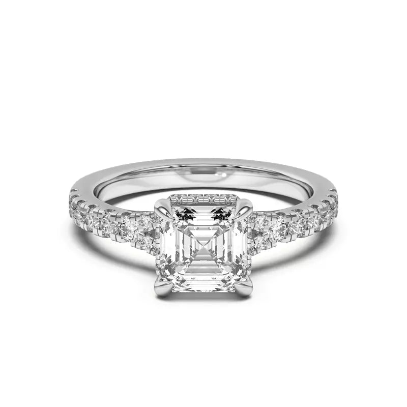 Asscher Cut,Split Shank Lab Grown Engagement Ring