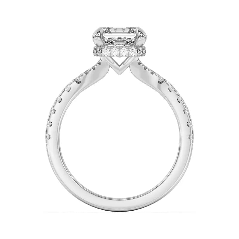 Asscher Cut,Split Shank Lab Grown Engagement Ring