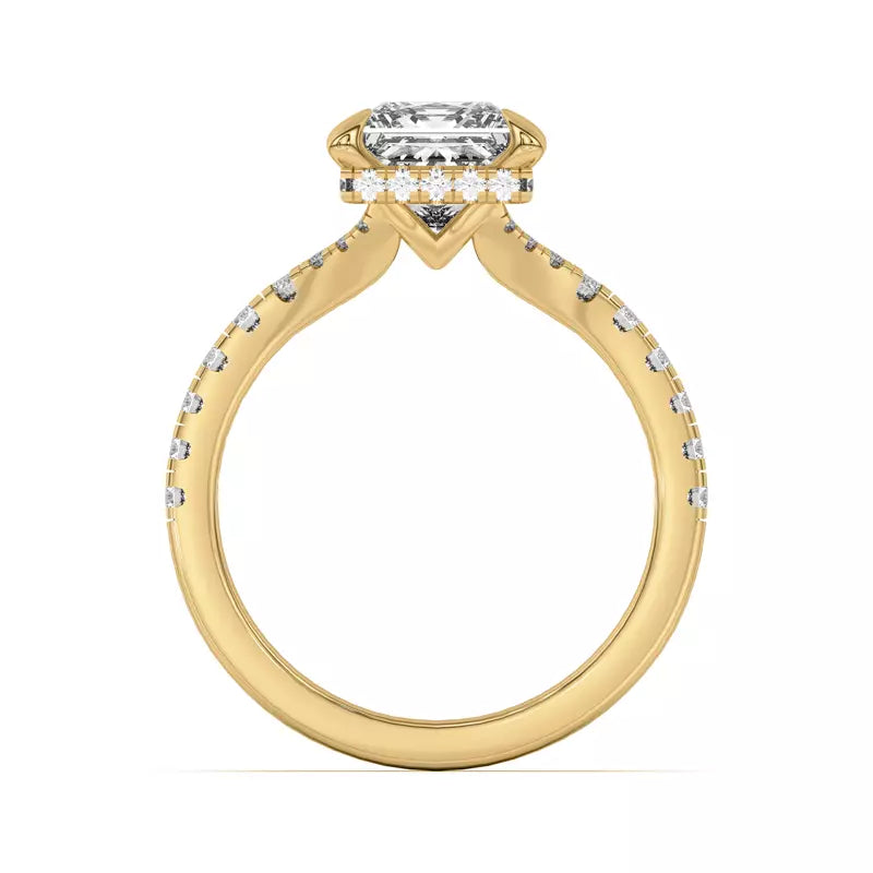 Princess Cut ,Split Shank Lab Grown Engagement Ring
