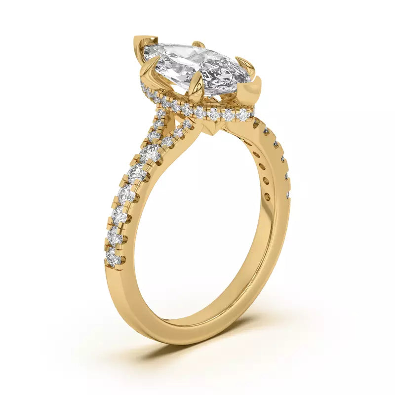 marquise ,Split Shank Lab Grown Engagement Ring