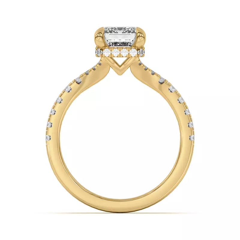 Emerald Cut,Split Shank Lab Grown Engagement Ring