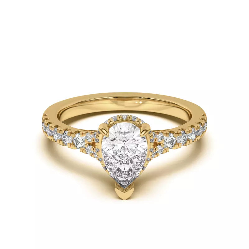 Pear Shape ,Split Shank Lab Grown Engagement Ring