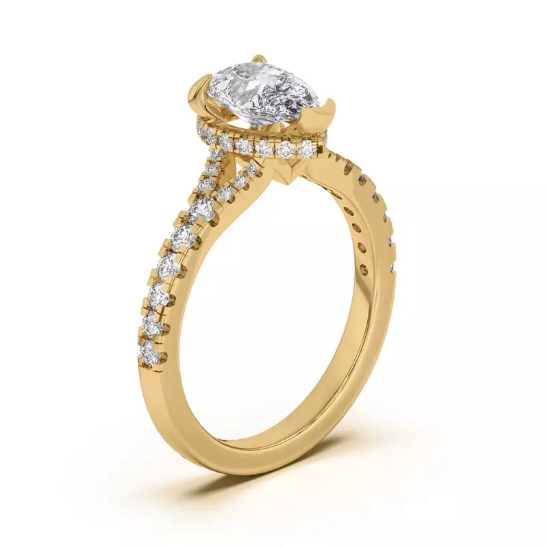 Pear Shape ,Split Shank Lab Grown Engagement Ring