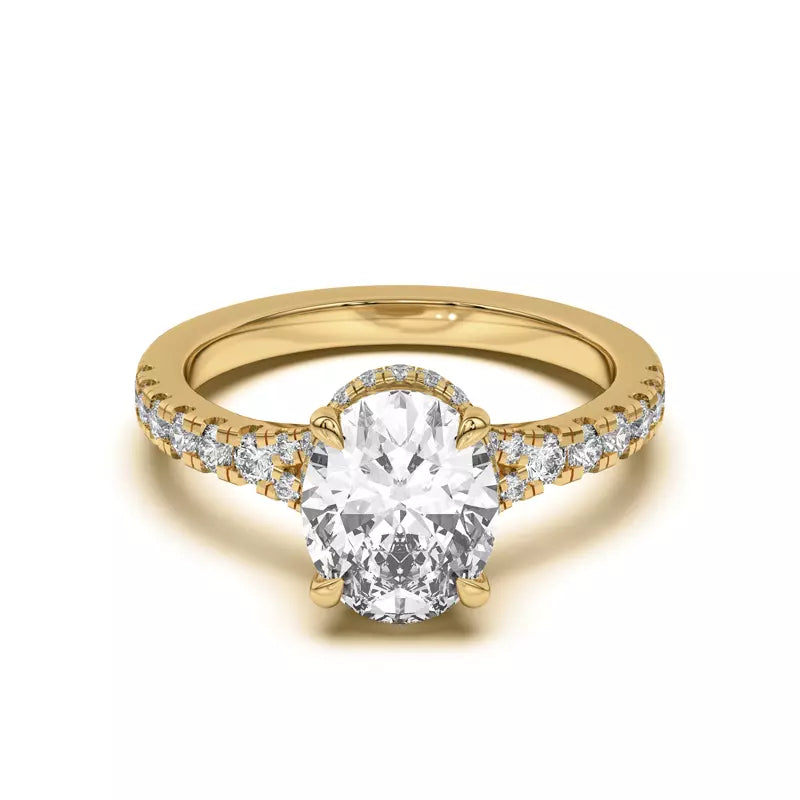 Oval ,Split Shank Lab Grown Engagement Ring