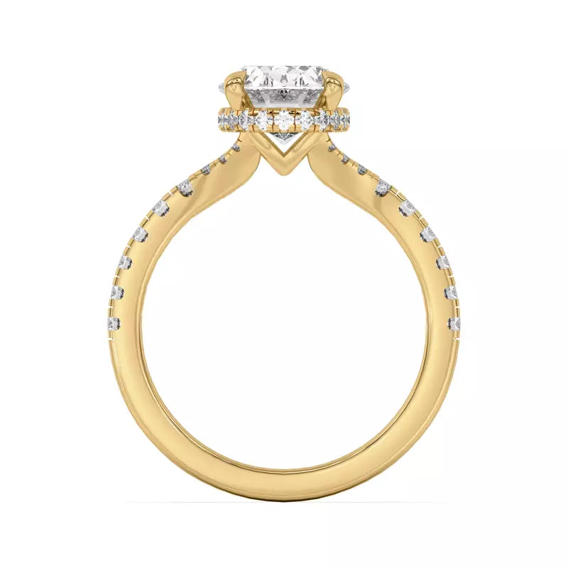 Oval ,Split Shank Lab Grown Engagement Ring