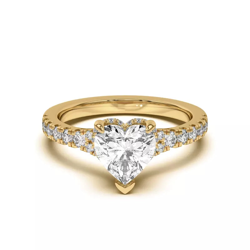 Heart Shape ,Split Shank Lab Grown Engagement Ring