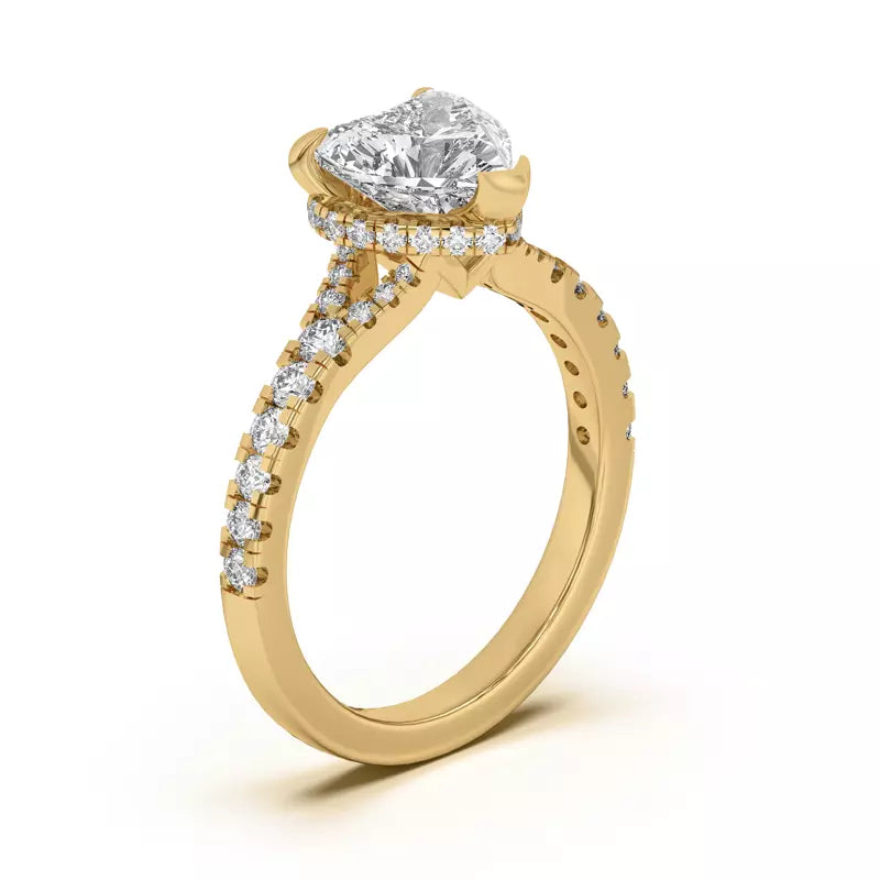 Heart Shape ,Split Shank Lab Grown Engagement Ring