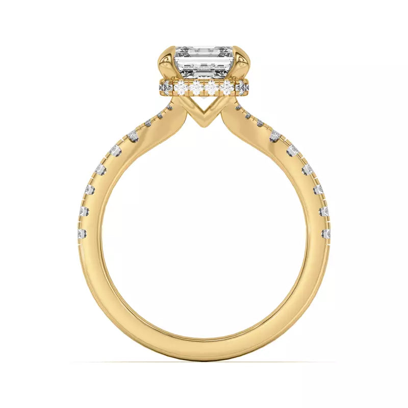 Asscher Cut,Split Shank Lab Grown Engagement Ring