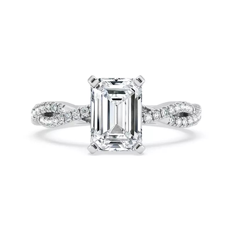 Emerald Cut Lab Grown Infinity Engagement Ring