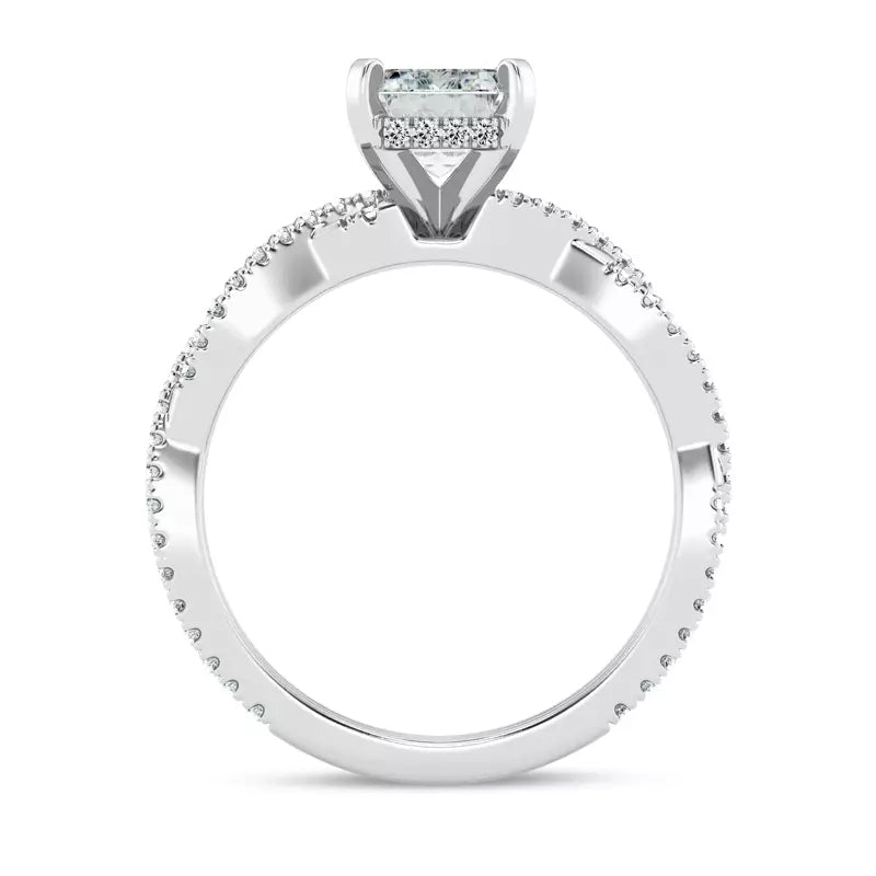 Emerald Cut Lab Grown Infinity Engagement Ring