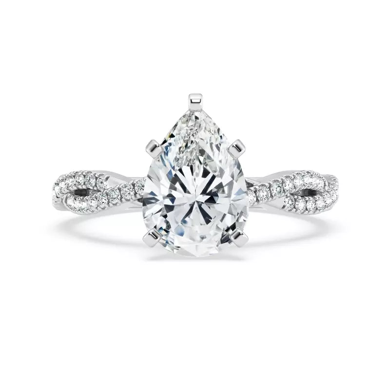 Pear Shape Lab Grown Infinity Engagement Ring
