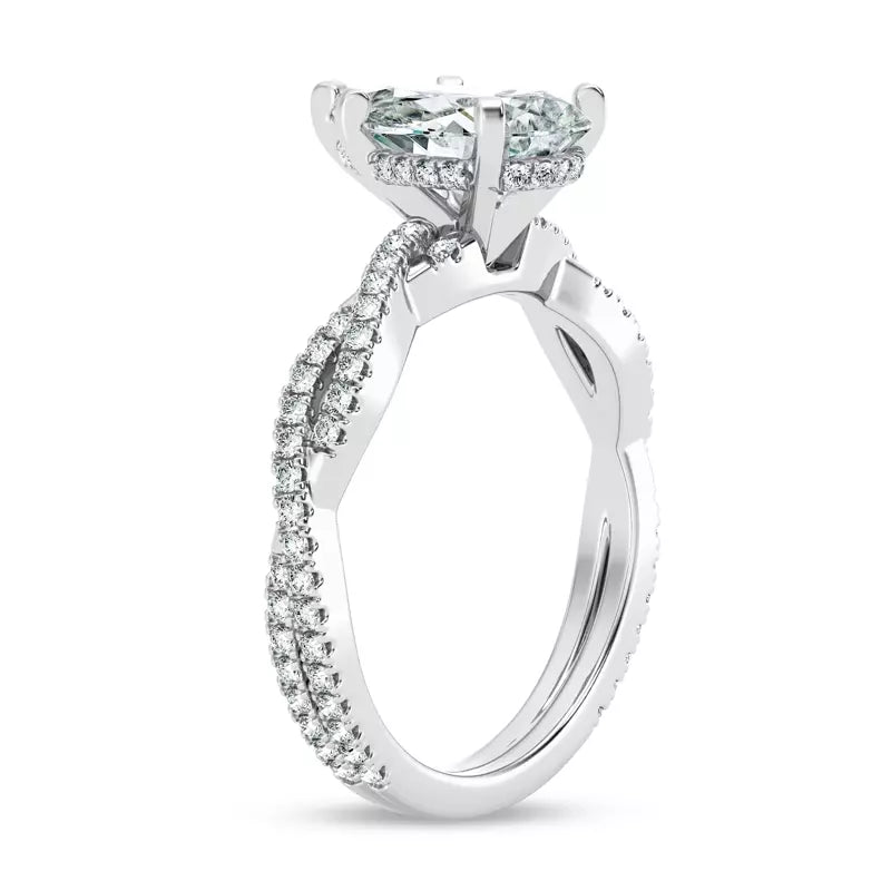 Pear Shape Lab Grown Infinity Engagement Ring