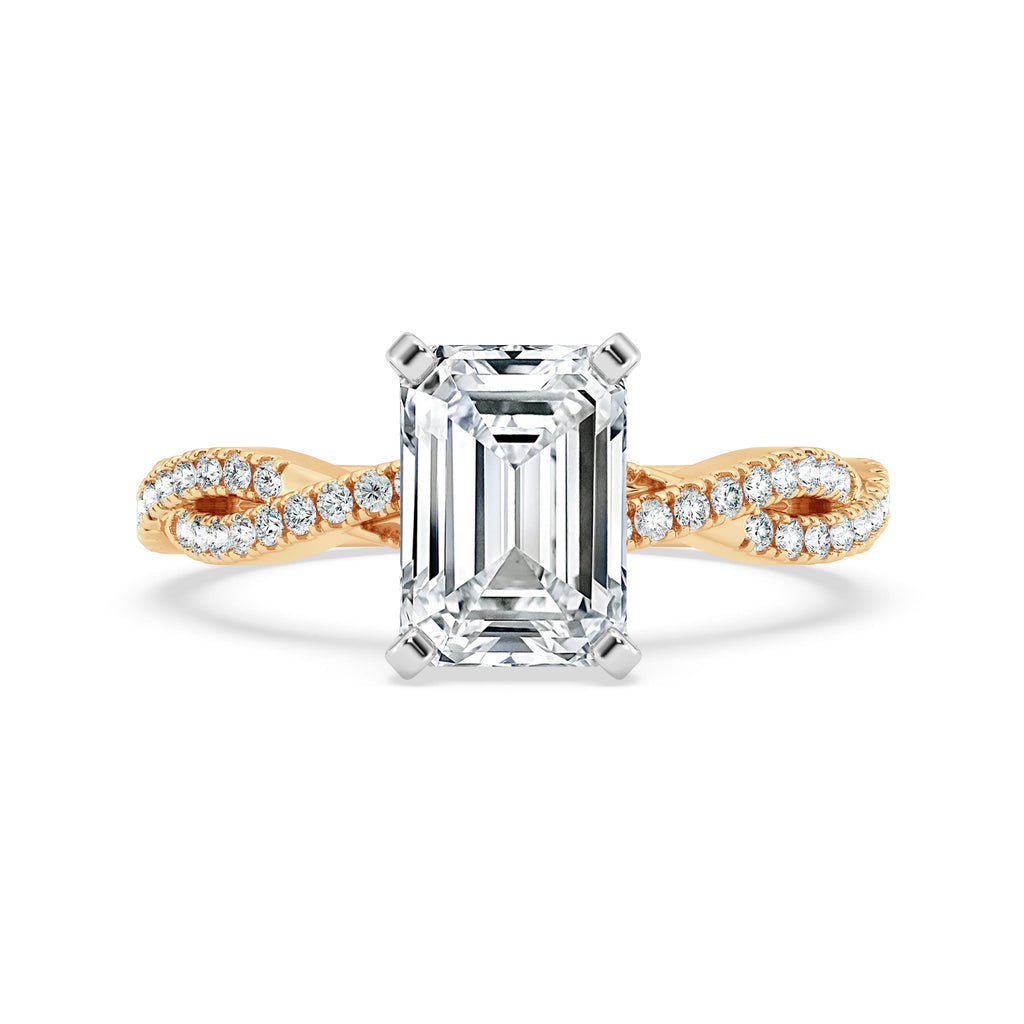 Emerald Cut Lab Grown Infinity Engagement Ring