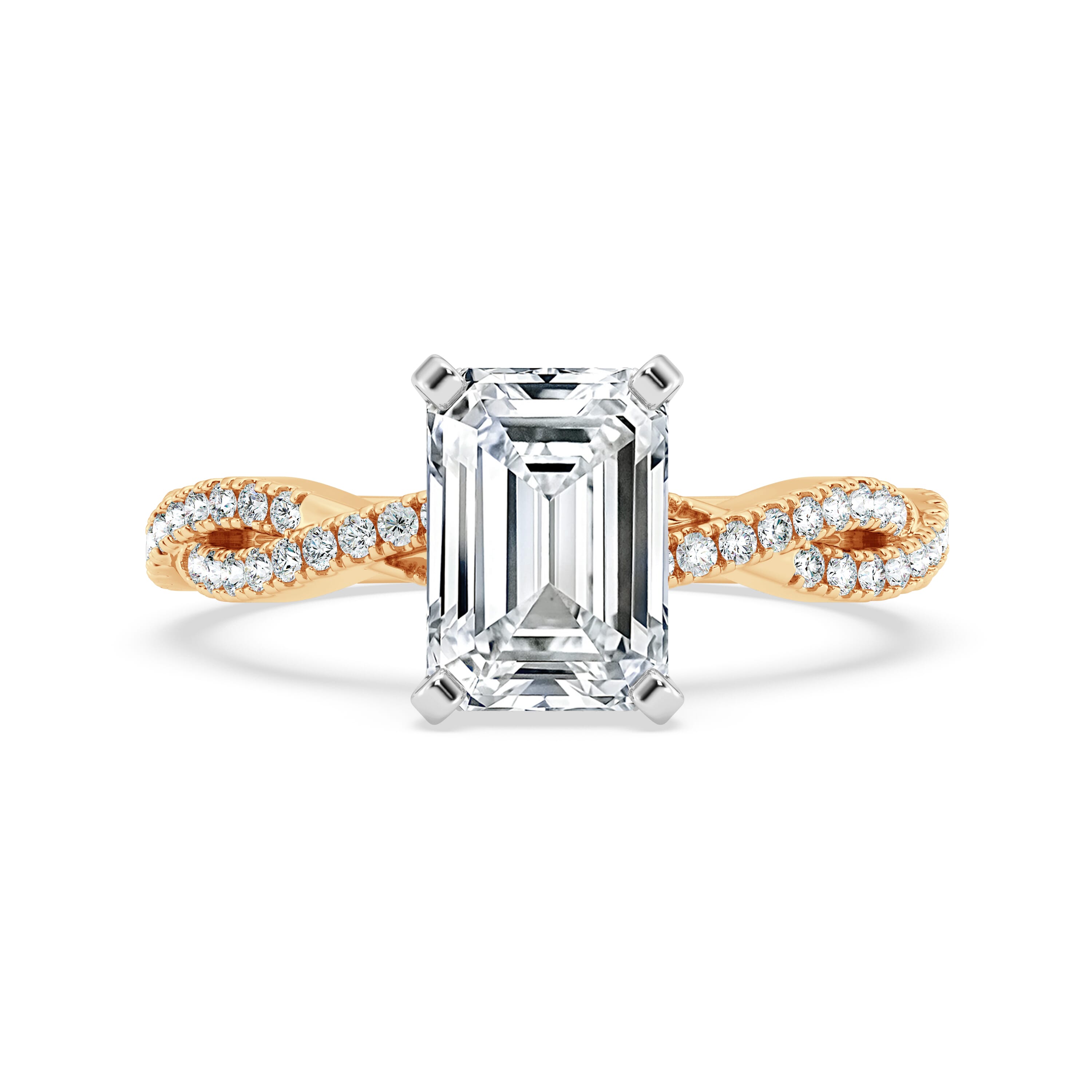 Emerald Cut Lab Grown Infinity Engagement Ring