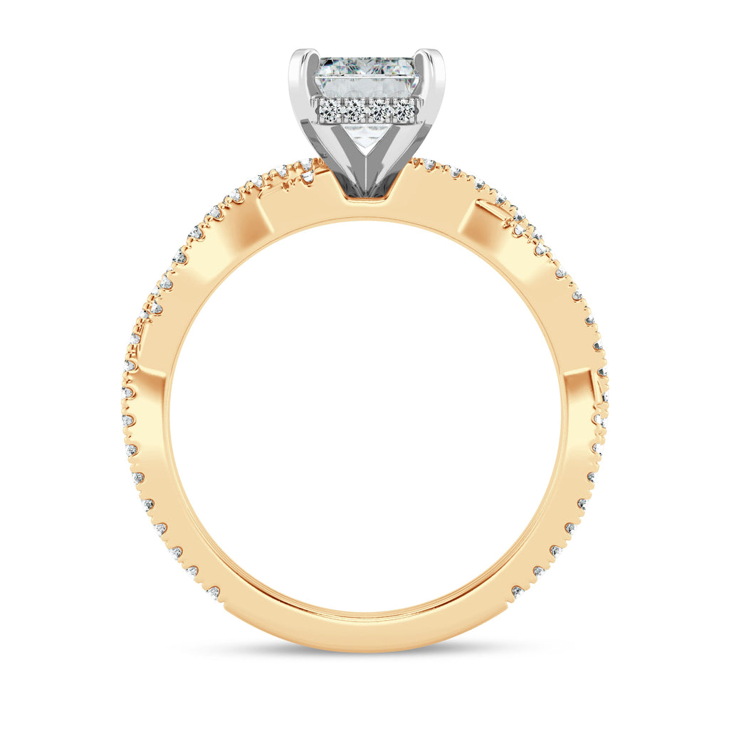 Emerald Cut Lab Grown Infinity Engagement Ring