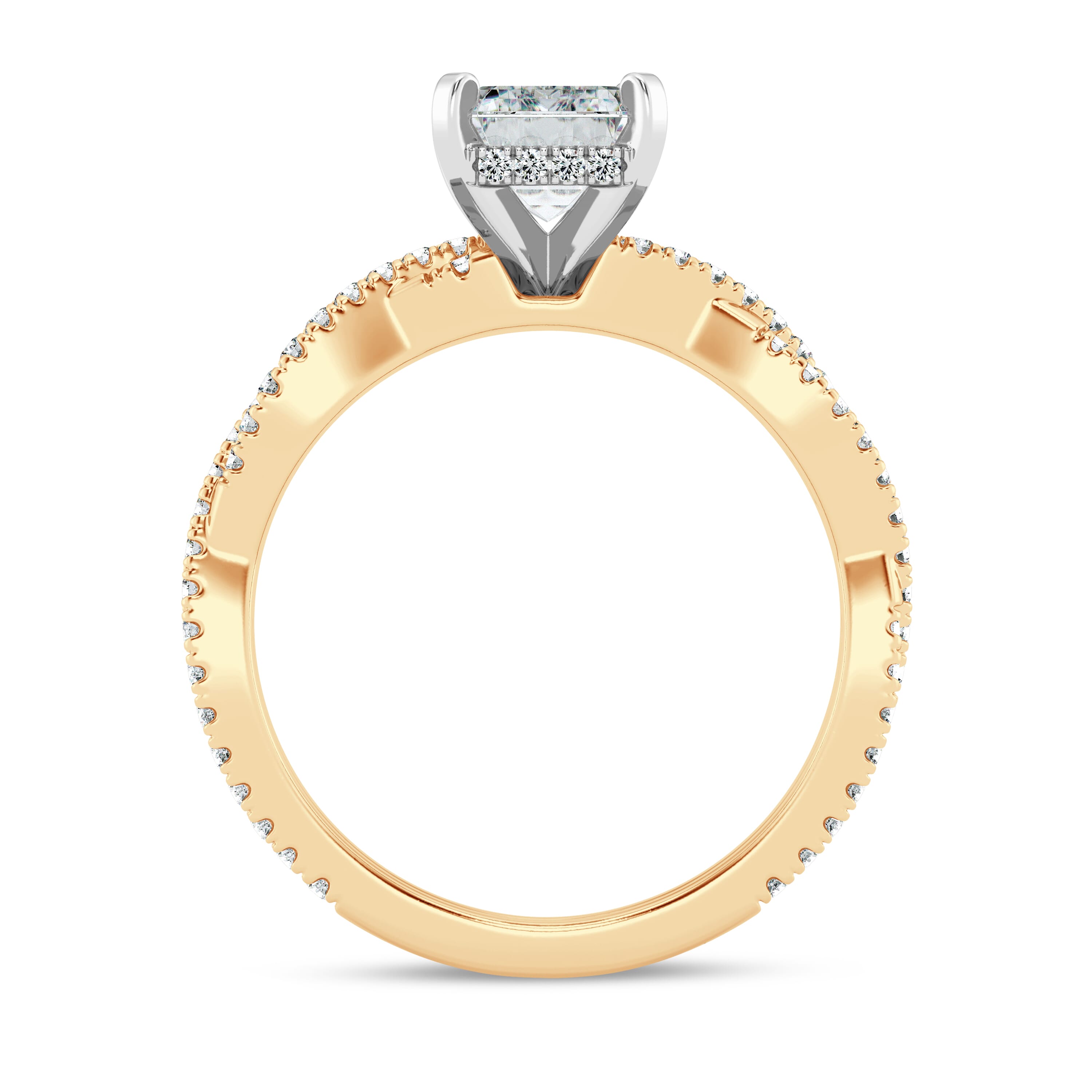 Emerald Cut Lab Grown Infinity Engagement Ring