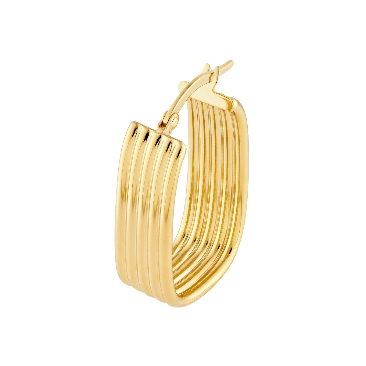 14K Ribbed Hoops