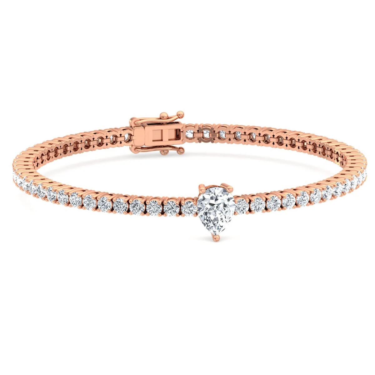 10 Carats Lab Pear Shspe Center Tennis Bracelet