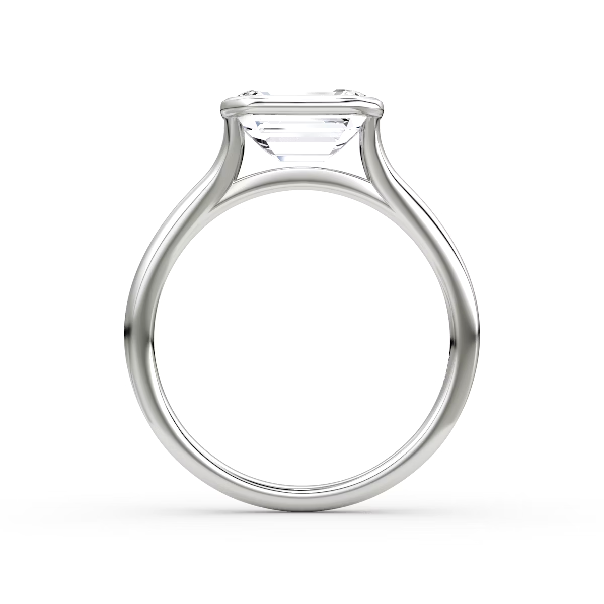 3 Carats Emerald Cut Bezel Diamond Ring