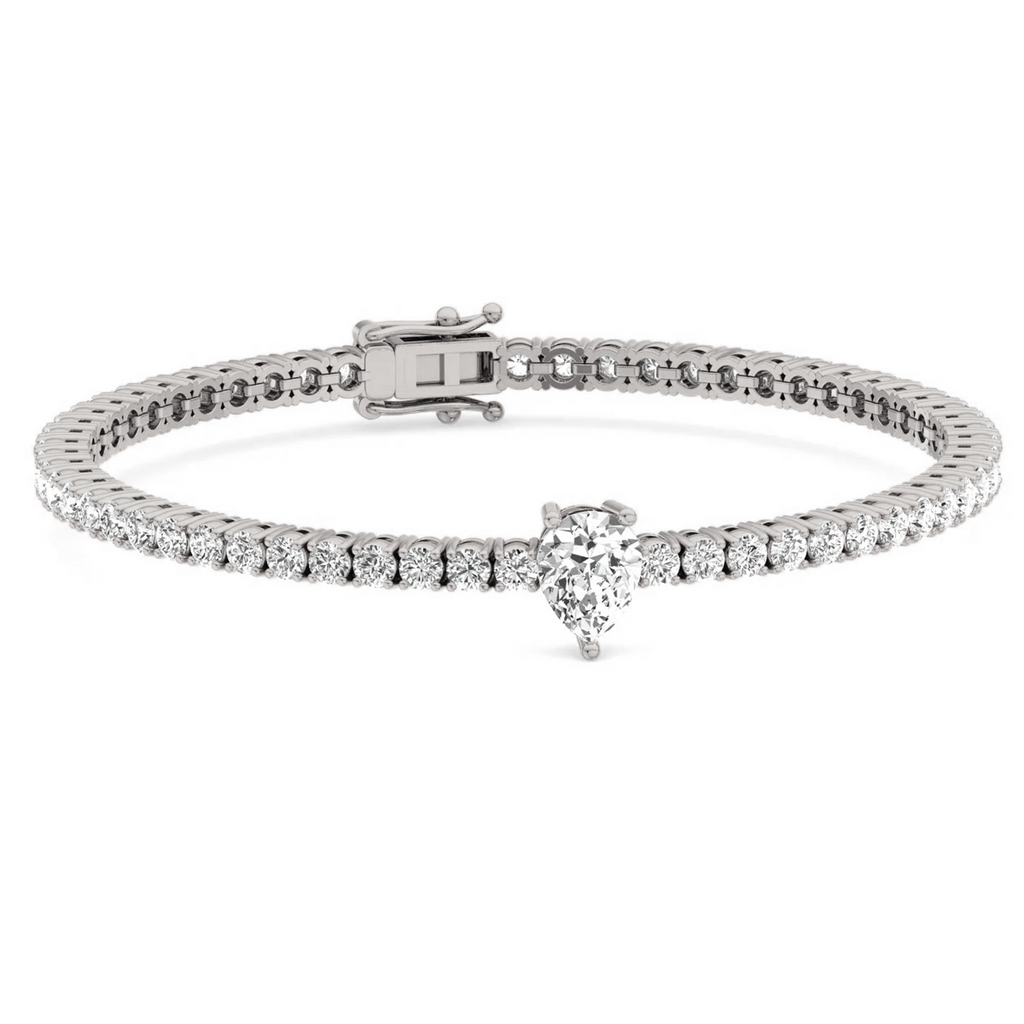 10 Carats Lab Pear Shspe Center Tennis Bracelet