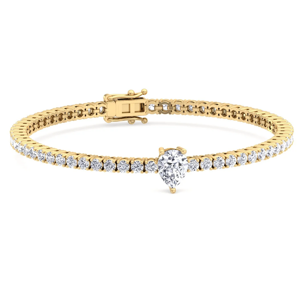 10 Carats Lab Pear Shspe Center Tennis Bracelet