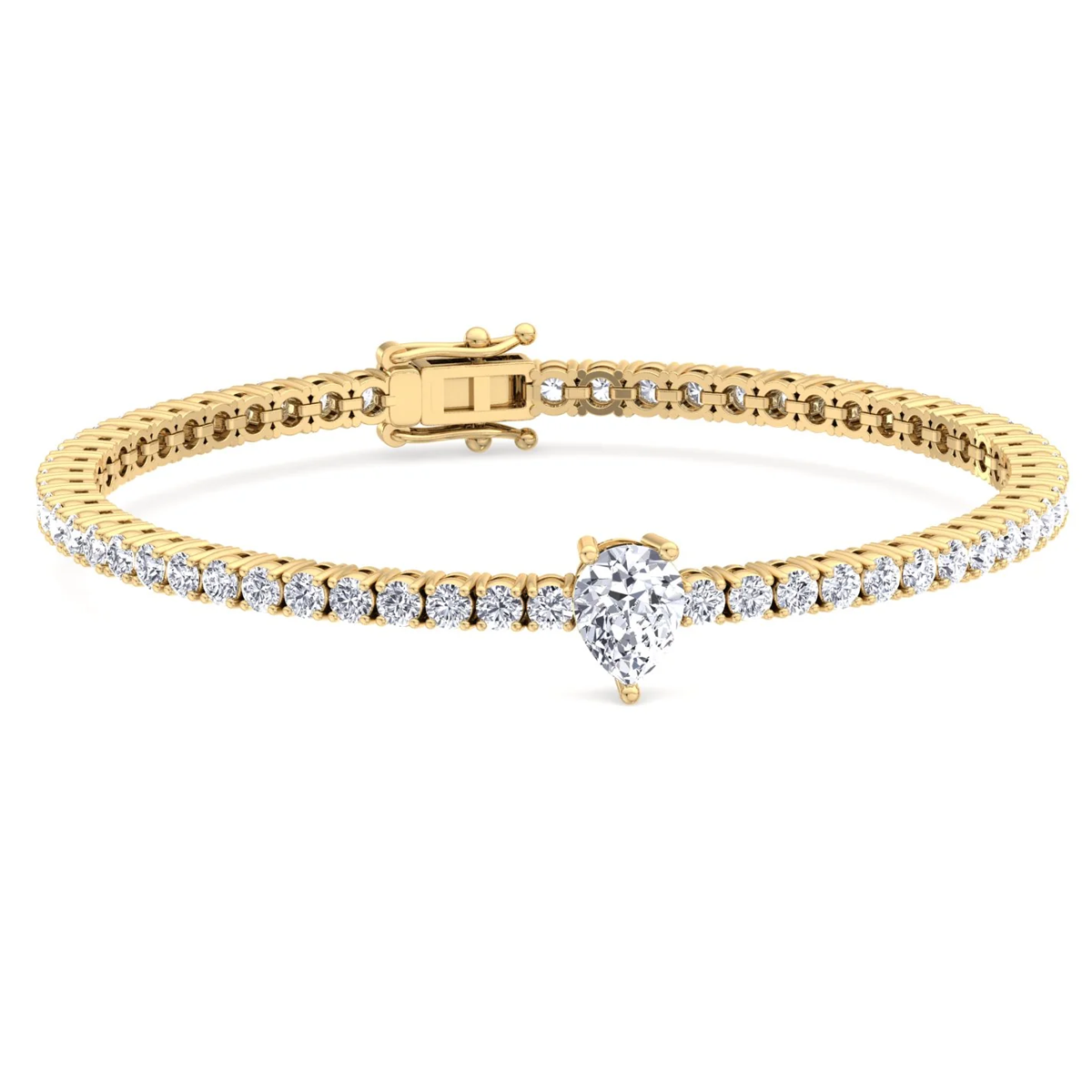 10 Carats Lab Pear Shspe Center Tennis Bracelet