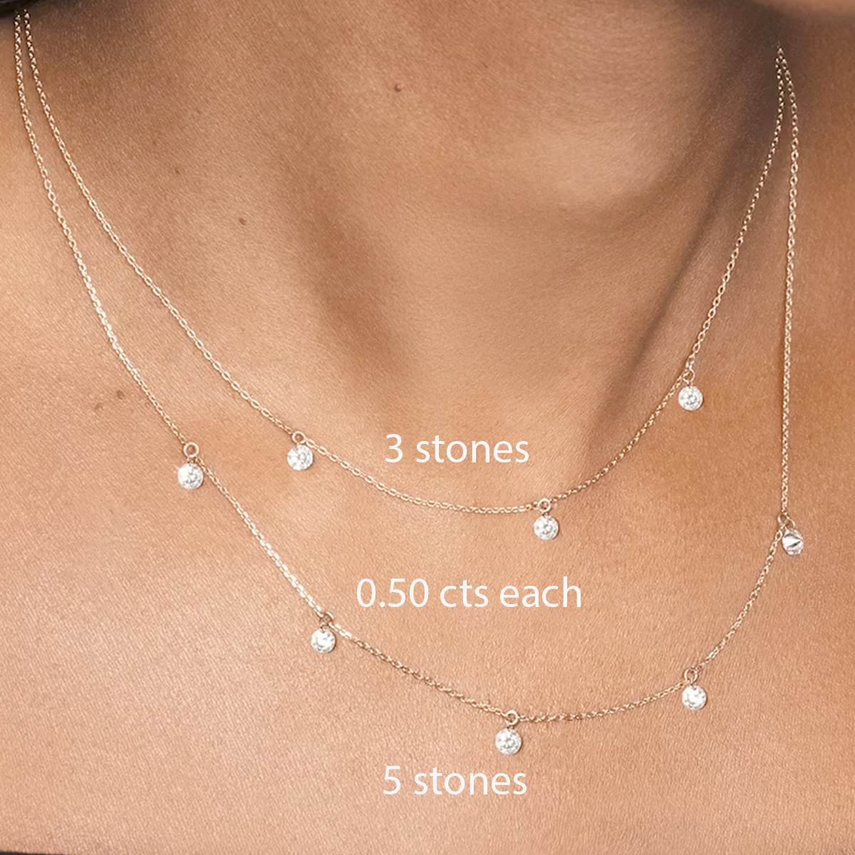 3-5 Stone Floating Station Necklace