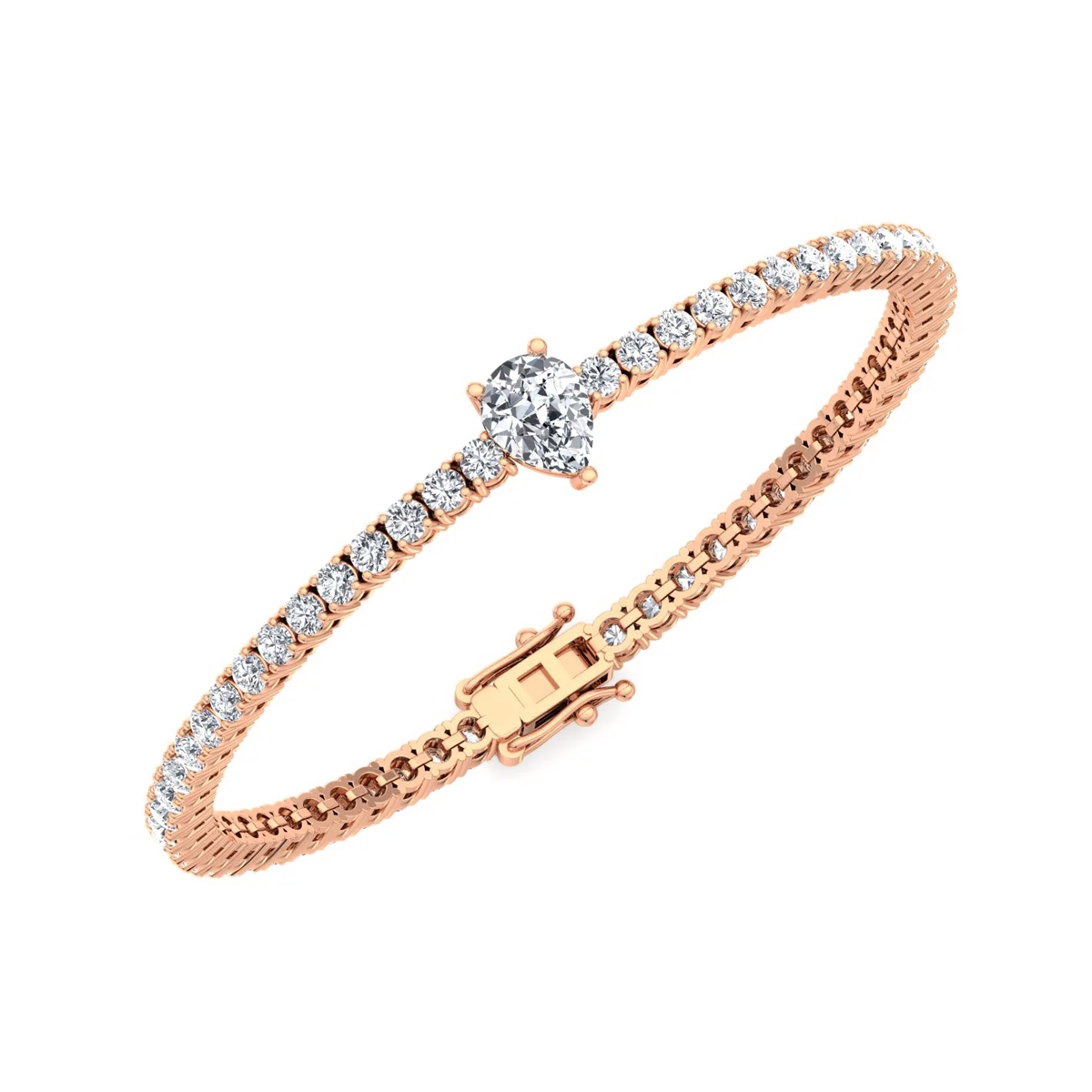 10 Carats Lab Pear Shspe Center Tennis Bracelet