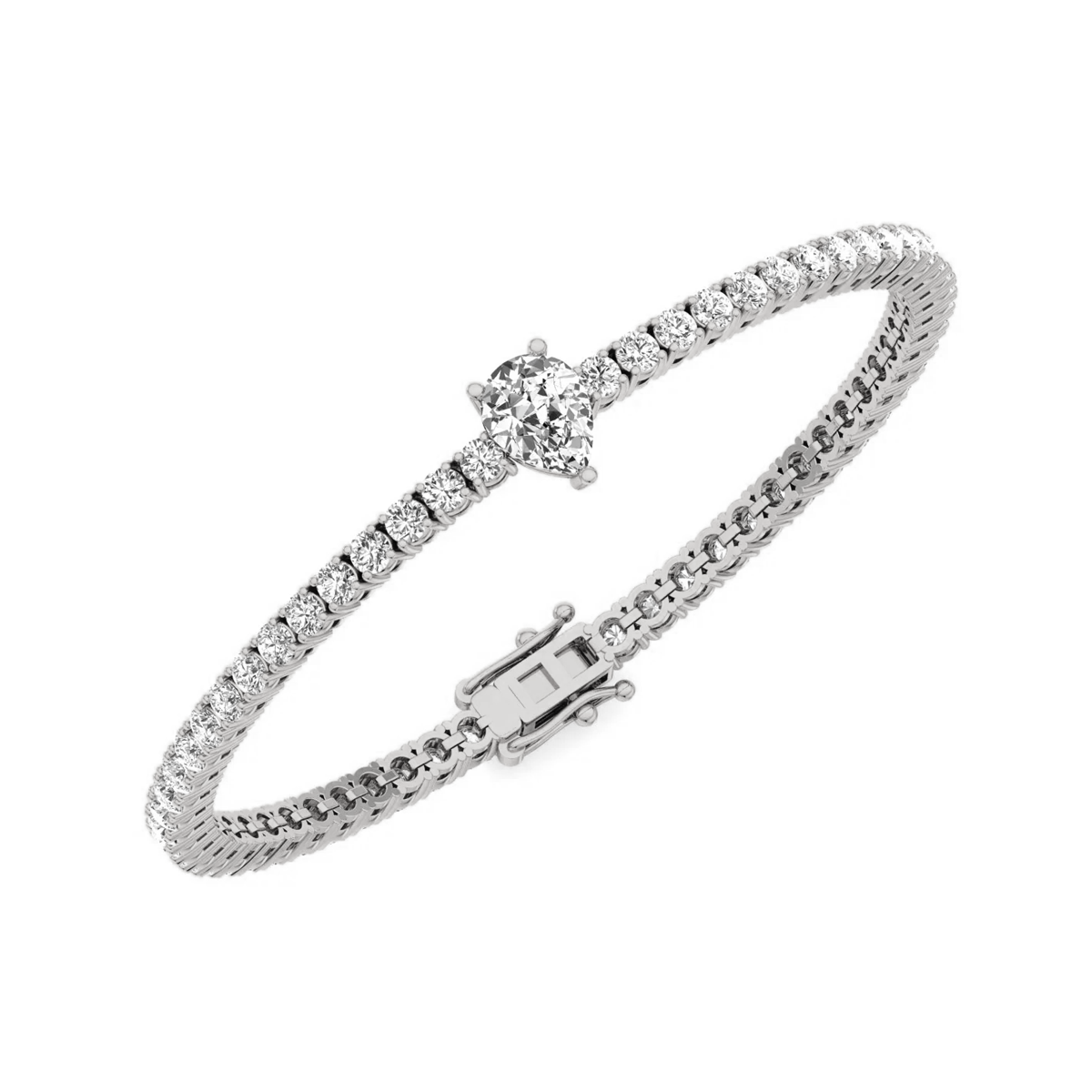10 Carats Lab Pear Shspe Center Tennis Bracelet