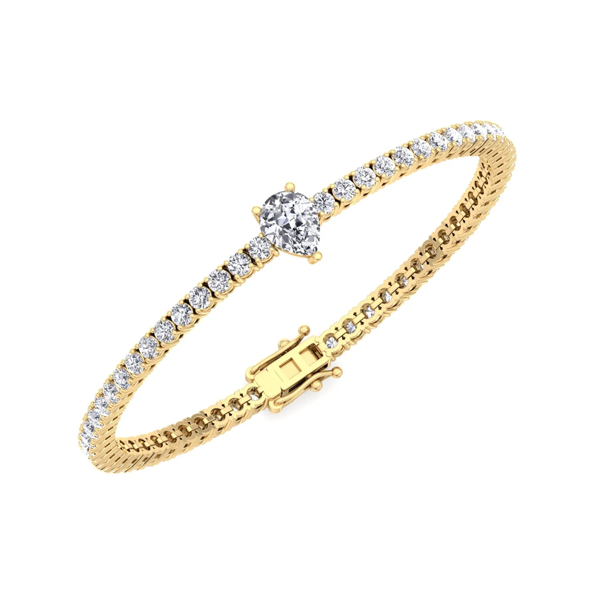 10 Carats Lab Pear Shspe Center Tennis Bracelet