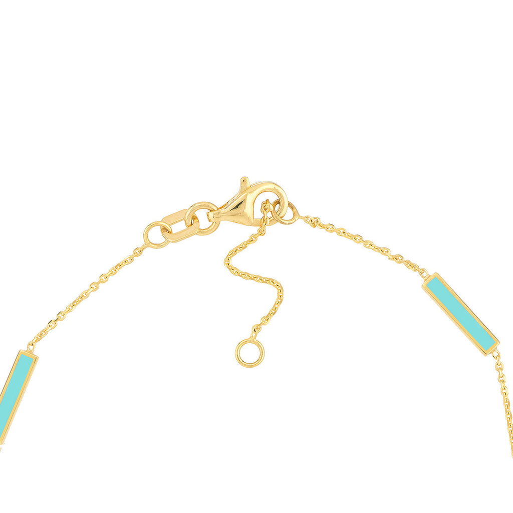 Turquoise Enamel Alternating Bar Station Bracelet