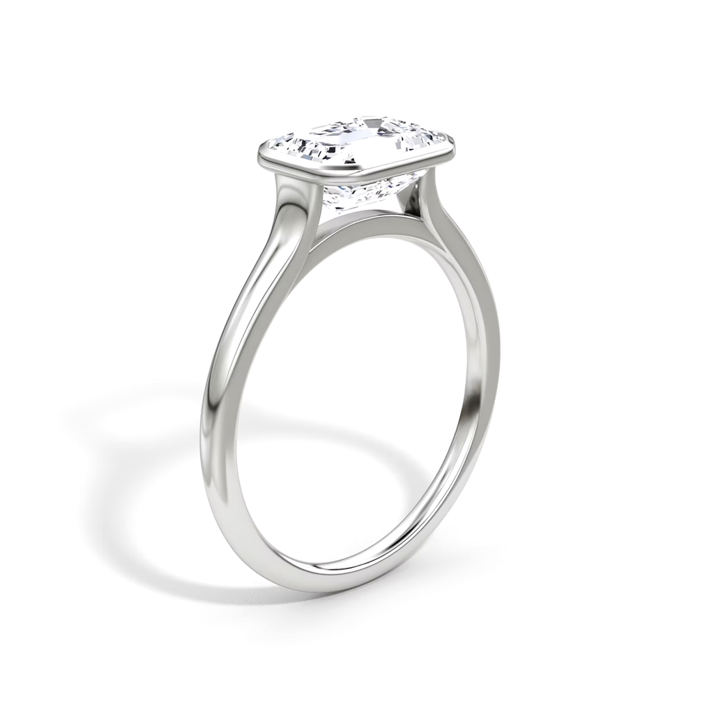 3 Carats Emerald Cut Bezel Diamond Ring